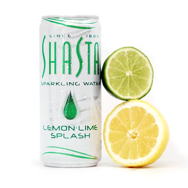 Shasta sparkling water can with lemon and lime